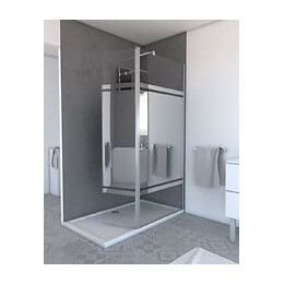 Volet pivotant bande miroir pour paroi de douche italienne - 40x200cm