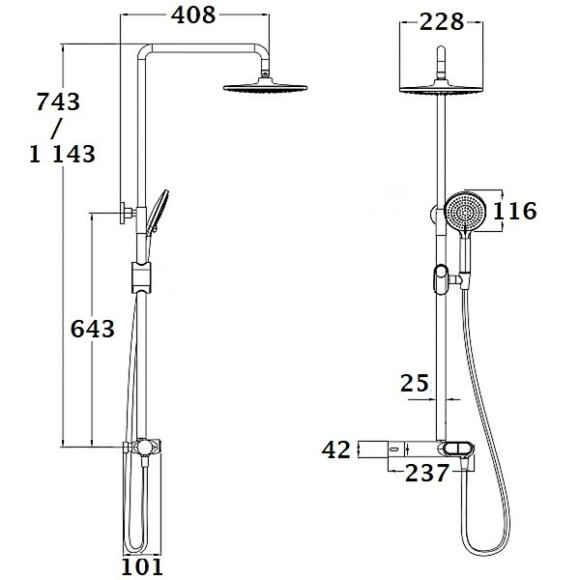 Colonne de Douche avec Mitigeur Thermostatique avec Boutons Poussoirs SWITCHEA by Eurosanit