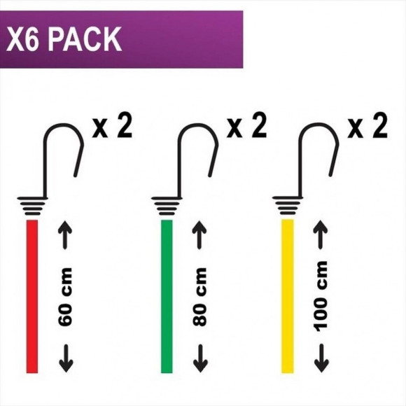 Lot De 6 Sandows Crochet Métal Masterlock Diam.8 Mm X L.1 M X L.8 Mm