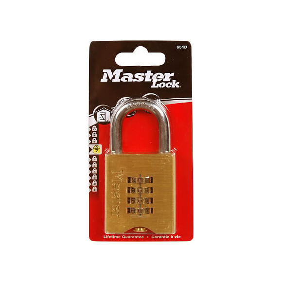 Cadenas à  combinaison programmable laiton massif 50mm anse d.10xh.32mm