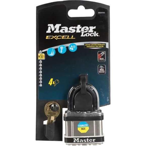 Cadenas MASTER LOCK Acier inox. Laminé Haute Sécurité