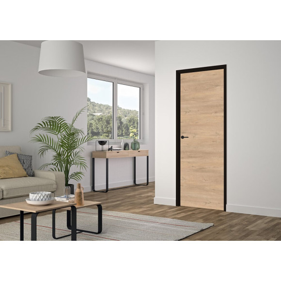 Bloc porte réversible spe chêne clair rio huisserie noire  730mm