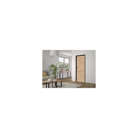 Bloc porte réversible spe chêne clair rio huisserie noire  830mm