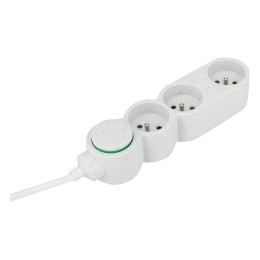 Bloc multiprises écoresponsable 3 prises 2P+T Home Green - Blanc