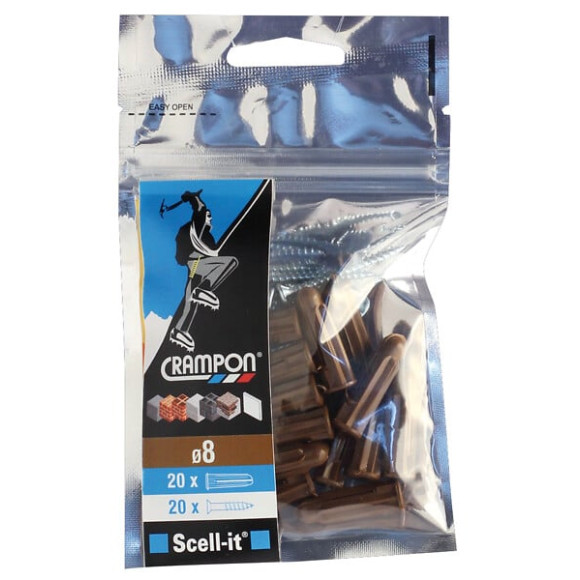 20 chevilles crampon degrappees 8x32 + vis