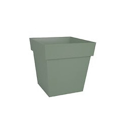 Pot de fleur carré en plastique EDA Toscane 39 x H.39 cm vert laurier