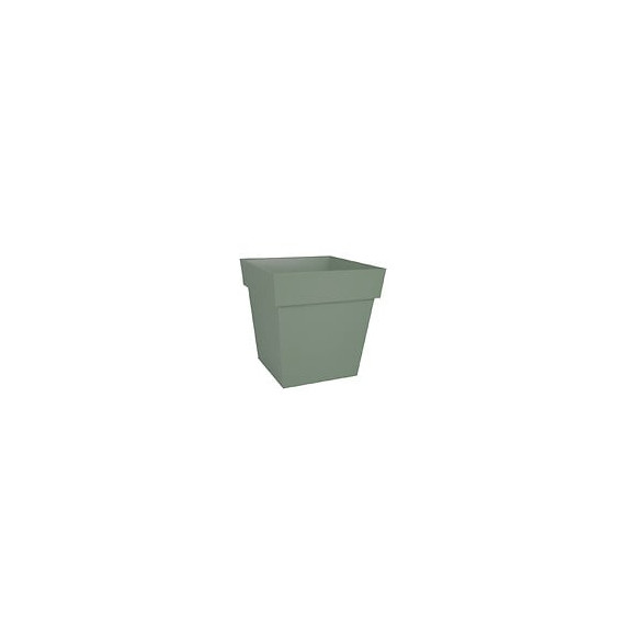 Pot de fleur carré en plastique EDA Toscane 39 x H.39 cm vert laurier