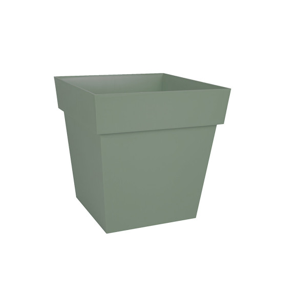 Pot de fleur carré en plastique EDA Toscane 39 x H.39 cm vert laurier