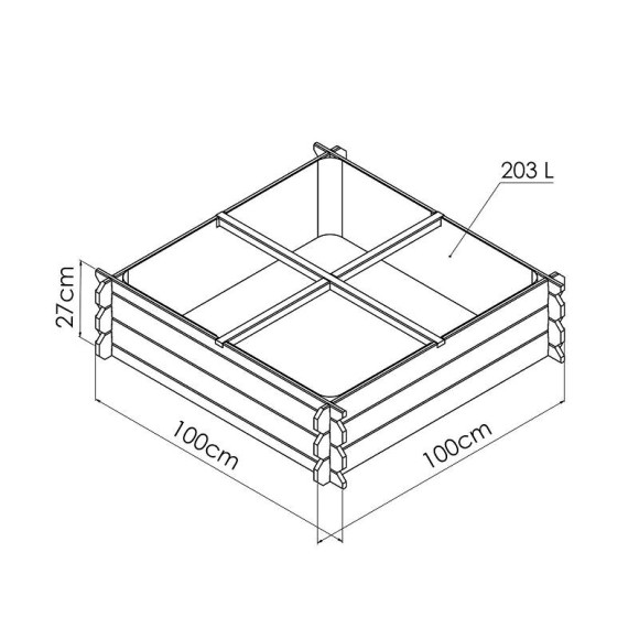 Carré potager sur pieds en bois 110L Paprika