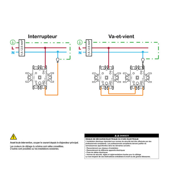 Asfora - Interrupteur va-et-vient 10A - Blanc