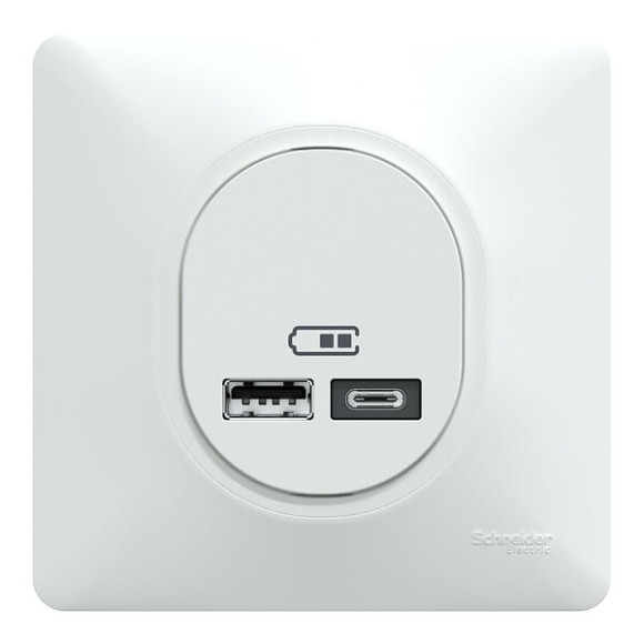 Ovalis - Monobloc - Double chargeur USB A+C 12W - Blanc