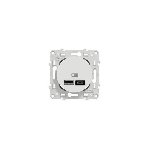 Odace - prise USB double - type A+C 12W - blanc