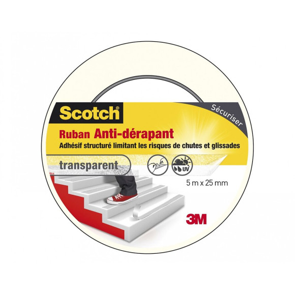 Ruban Antidérapant De  Scotch Une Face L.5 M X L.25 Mm Transparent