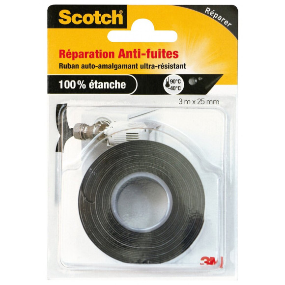 Ruban De Réparation Scotch Une Face L.3 M X L.25 Mm Noir