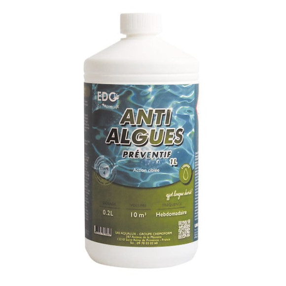 Anti-algues - Préventif - Bidon de 1L - Edg By Aqualux