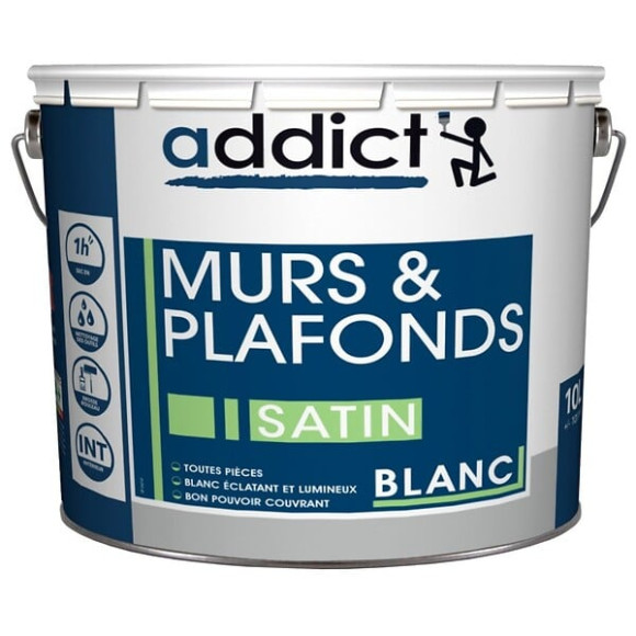 Peinture pour murs et plafonds - Blanc - Satin - 10L