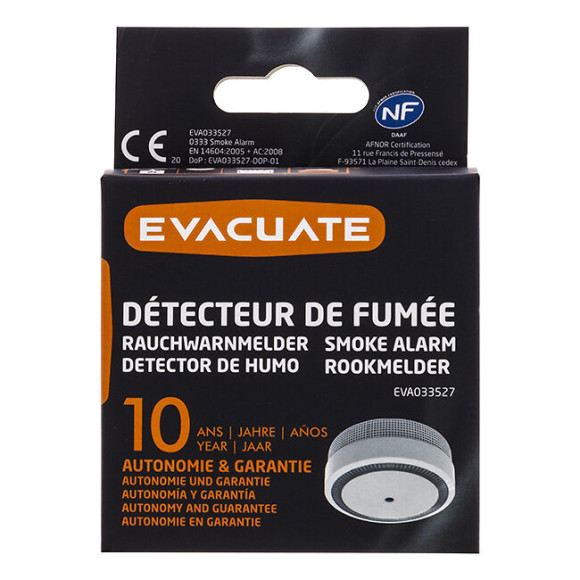 EVACUATE- Détecteur de fumée NF autonomie 10 ans