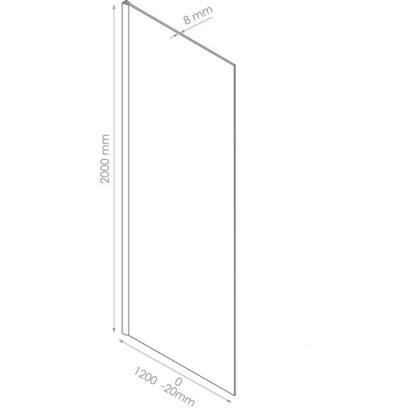 Paroi de douche ITALIENNE - Verre trempé 8mm - Transparent - 120x200cm