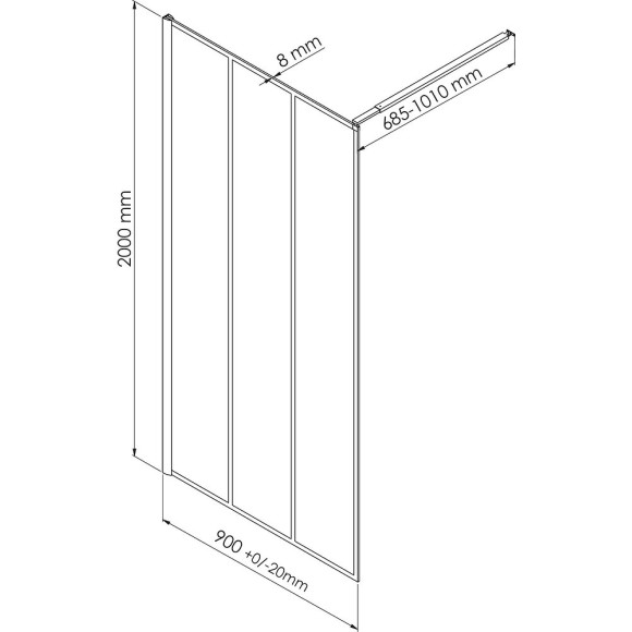 Paroi de douche VERIA - Verre 8mm - Décor et Finition Noir mat - 90x200cm