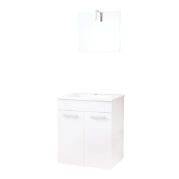 Meuble de Salle de Bain SMART - Suspendu - 60cm -  2 portes - Finitions Blanc