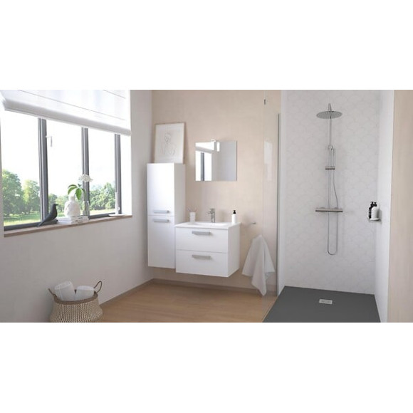 Colonne de Salle de Bain SMART - A suspendre - 2 Portes - 35cm - Finitions Blanc