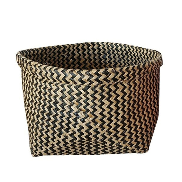 Panier en jonc de mer Ethno zigzag black n°0