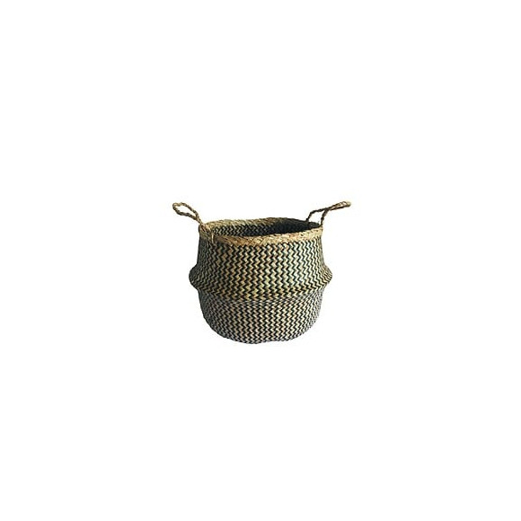 Panier en jonc de mer cloche Ethno zigzag black n°0