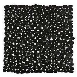 MSV Tapis Fond de douche PVC GALETS 53x53cm Noir