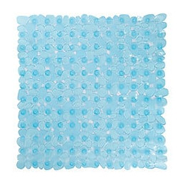 MSV Tapis Fond de douche PVC GALETS 53x53cm Bleu Transparent