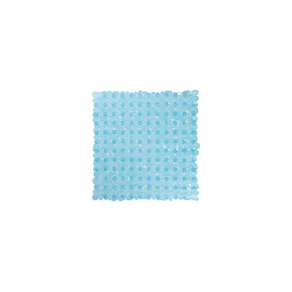 MSV Tapis Fond de douche PVC GALETS 53x53cm Bleu Transparent