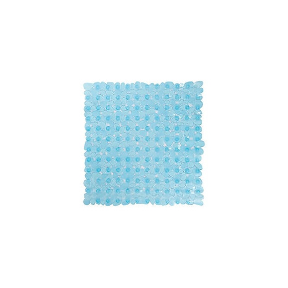 MSV Tapis Fond de douche PVC GALETS 53x53cm Bleu Transparent