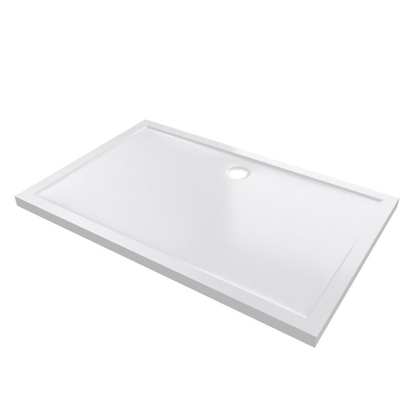 RECEVEUR DE DOUCHE A POSER EXTRA-PLAT EN ACRYLIQUE BLANC RECTANGLE - 140x90cm - BAC DE DOUCHE