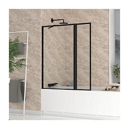 Pare baignoire avec Volet Pivotant 70+30x130cm - Finition Noir Mat - DARK CONTOURING SCREEN