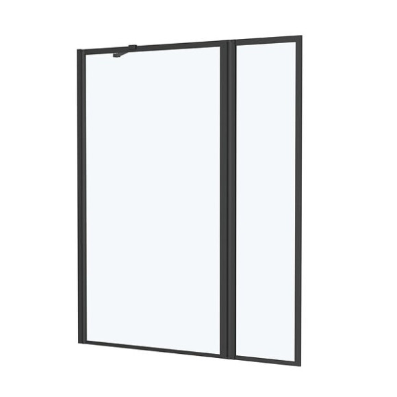 Pare baignoire avec Volet Pivotant 70+30x130cm - Finition Noir Mat - DARK CONTOURING SCREEN