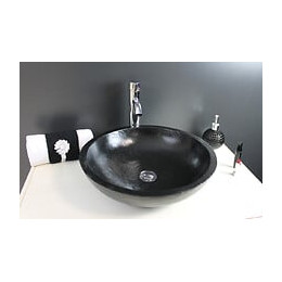 Vasque ronde Terrazzo - Noir - 40x25x15cm