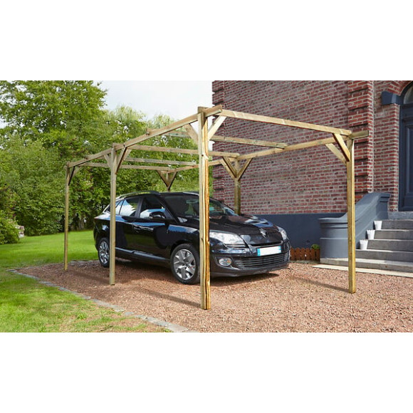 Carport à  toit plat sans couverture - Pin - 15.41m²