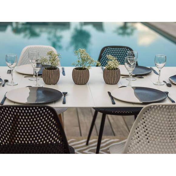 Table de jardin rectangulaire en aluminium blanc Corfou - 6 places - Jardiline