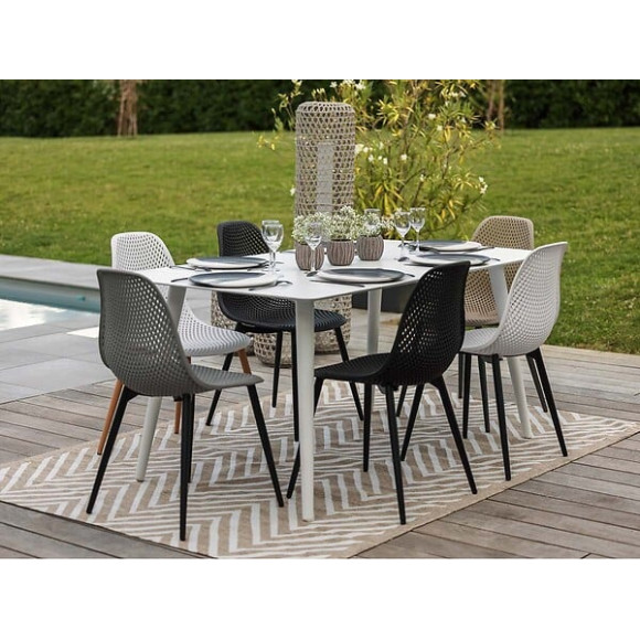 Table de jardin rectangulaire en aluminium blanc Corfou - 6 places - Jardiline