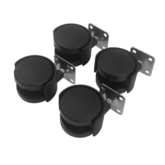 Lot de 4 roulettes pivotantes noires D50 mm