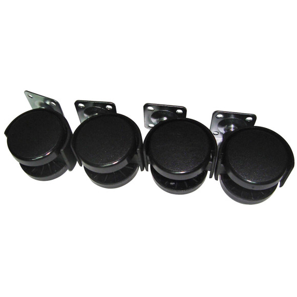 Lot de 4 roulettes pivotantes noires D50 mm