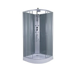 Cabine de douche d'angle ronde fond - Gris - 90x90x225cm