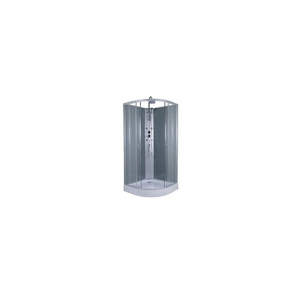 Cabine de douche d'angle ronde fond - Gris - 90x90x225cm