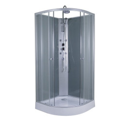 Cabine de douche d'angle ronde fond - Gris - 90x90x225cm