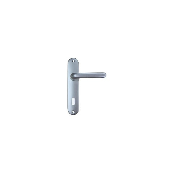 Ensemble poignÂes de porte aluminium argent 165mm trou serrure GO/ON