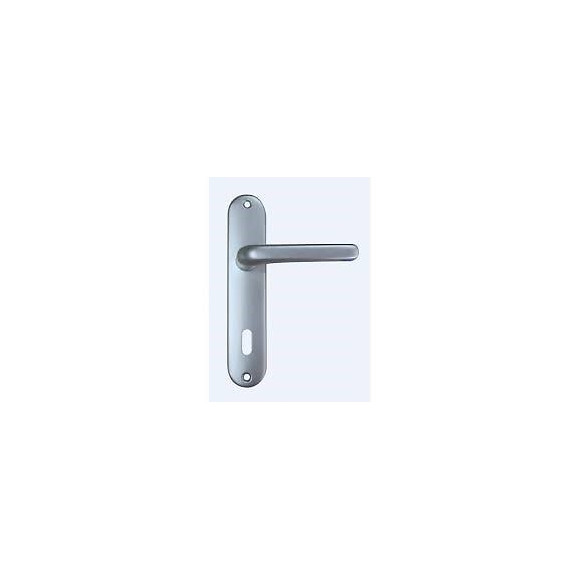 Ensemble poignÂes de porte aluminium argent 165mm trou serrure GO/ON