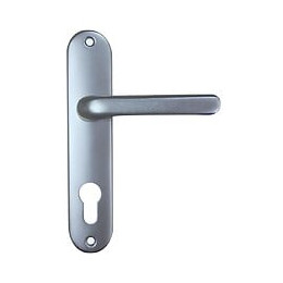 Ensemble poignées de porte aluminium argent 165mm trou cylindre