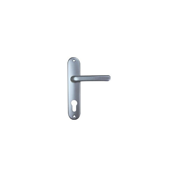 Ensemble poignées de porte aluminium argent 165mm trou cylindre