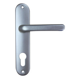 Ensemble poignées de porte aluminium argent 165mm trou cylindre