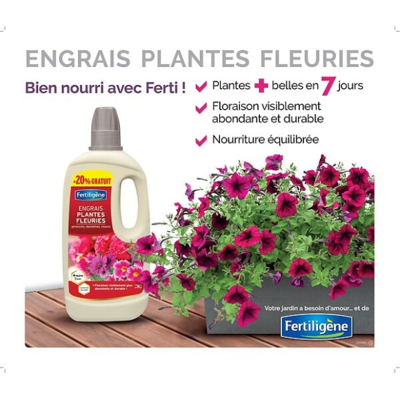 FERTILIGENE Engrais Liquide Plantes Fleuries 750 ml + 20%