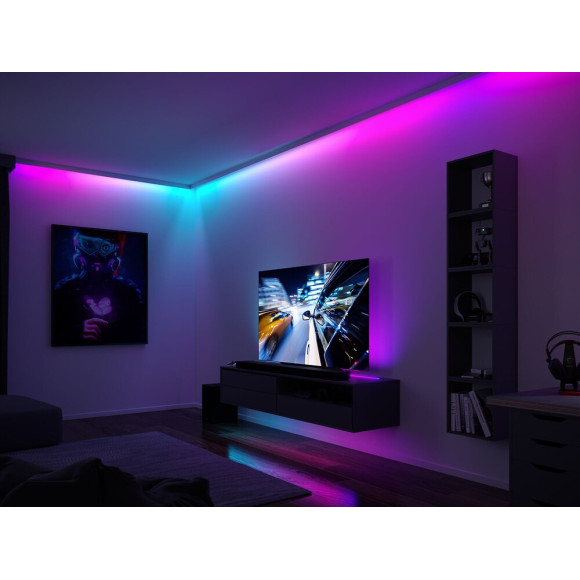 Kit Ruban LED 1.5m Dynamic Rainbow RGB IP20 4.8W 12V CC noir métal